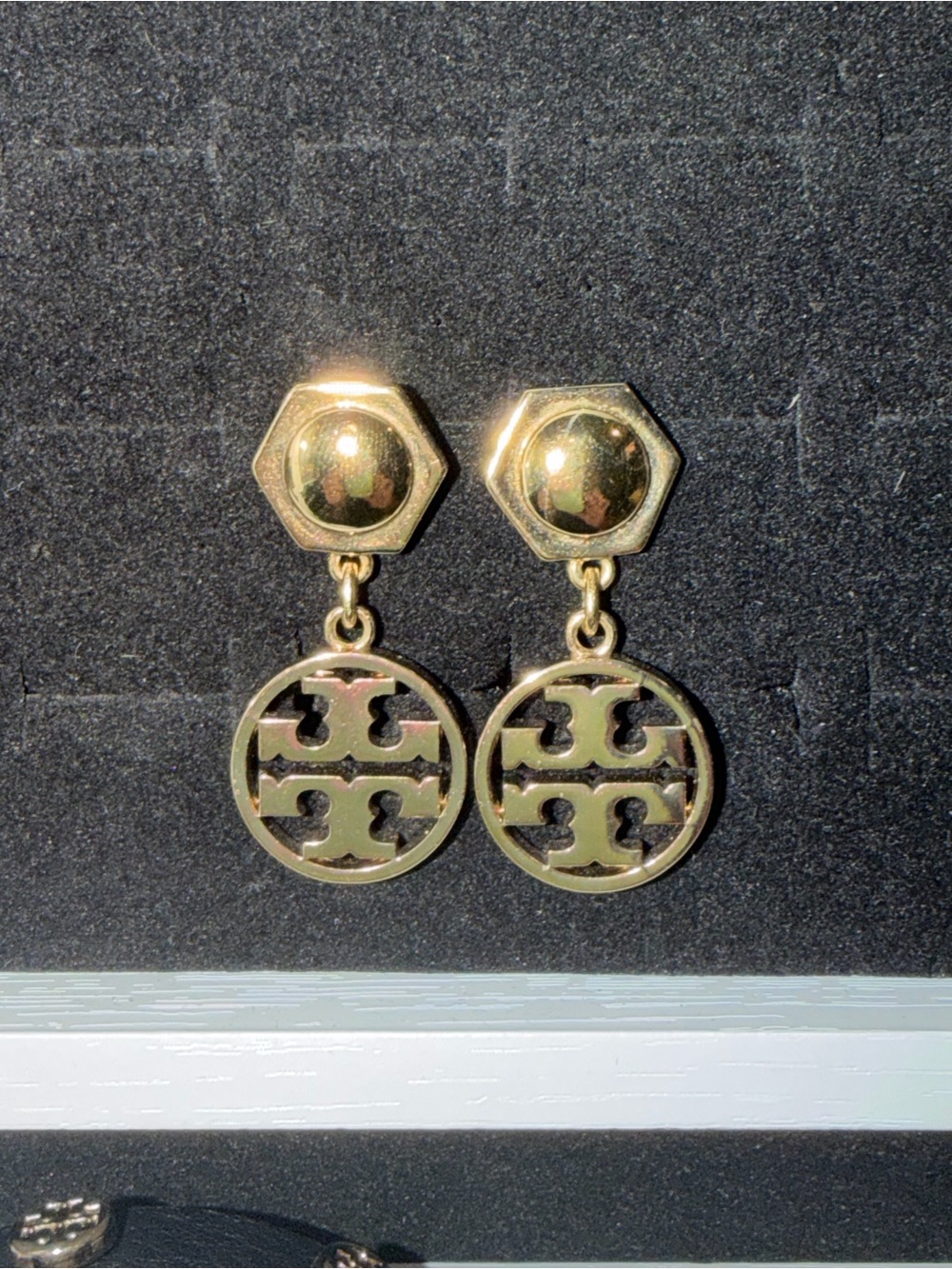 Tory Burch Logo Drop Earrings - Picture 2 of 3